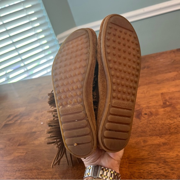 Minnetonka brown fringe 3 layer calf boots size 2 - Picture 8 of 10